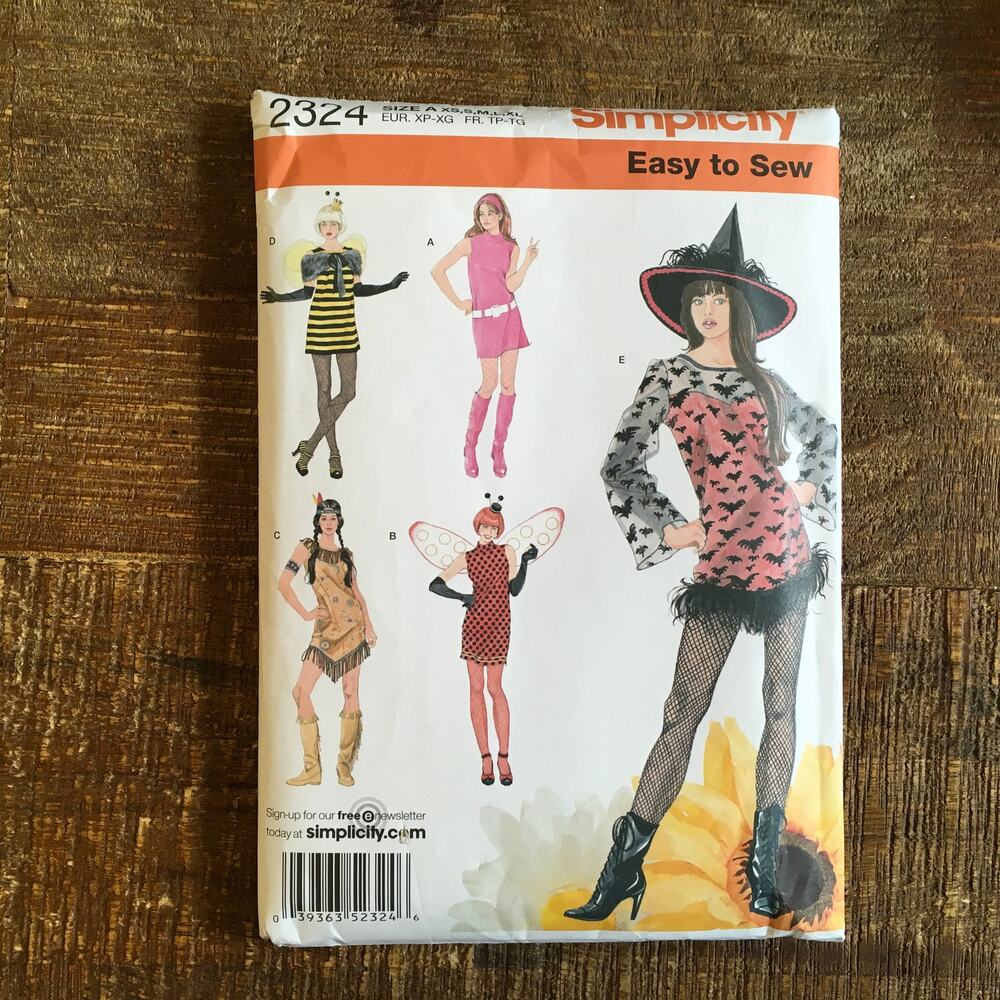 Simplicity Sewing Pattern 2324 Misses Costume Halloween Witch Bee 6-24 UNCUT